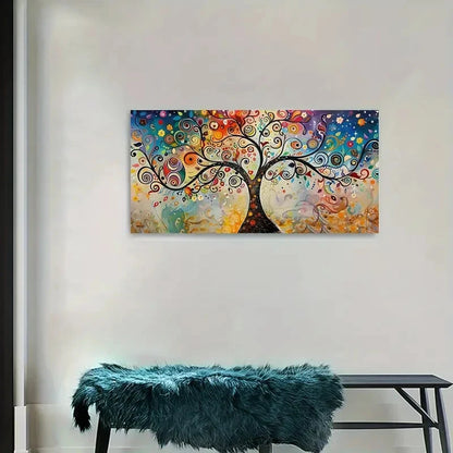 Tree Of Life Abstract Colorful Wall Art Canvas Office Home Room Framed 120x60cm