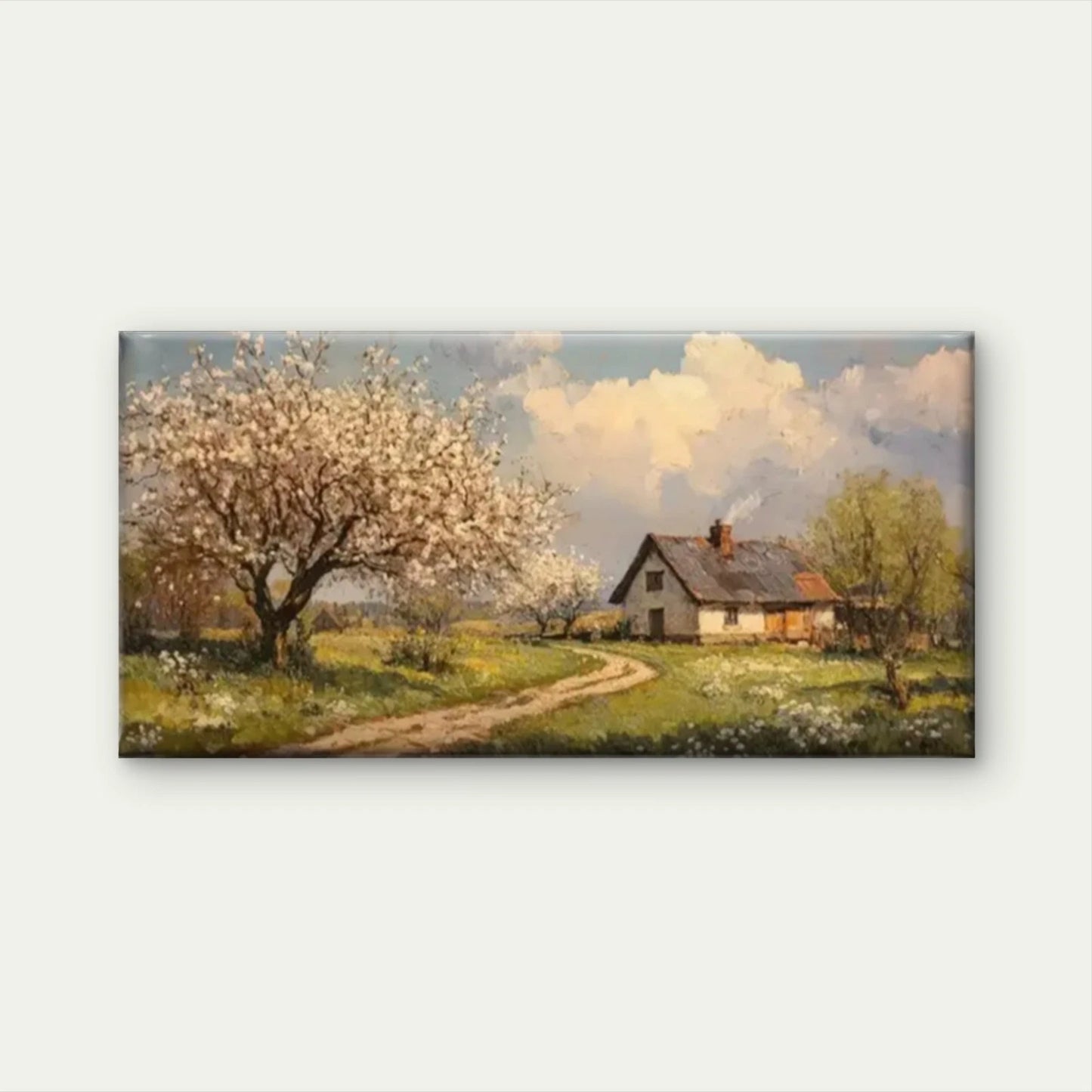 Country Road Houses Nature Wall Art Canvas Office Home Room Framed 120x60cm
