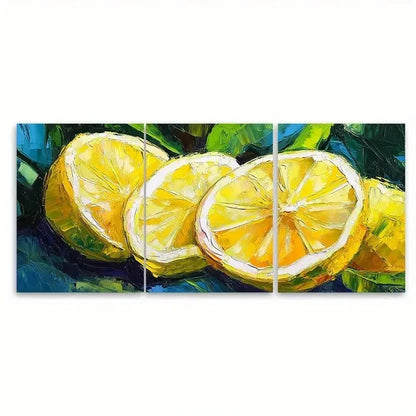 3pcs Lemon Slices Artwork for Kitchen ER  Wall Art Set Canvas Framed 60x90cm - High Quality Print 100% Australian Made Wall Canvas Ready to Hang