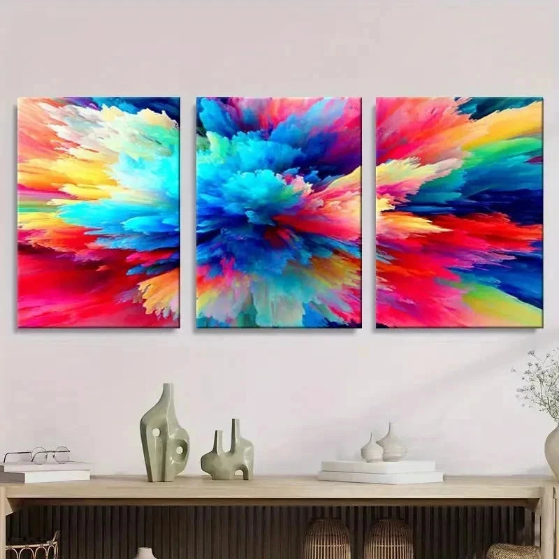 3pcs Colorful Paint Splash Reality Style Wall Art Set Canvas Framed 40x60cm - High Quality Print 100% Australian Made Wall Canvas Ready to Hang - Bella Home Decor