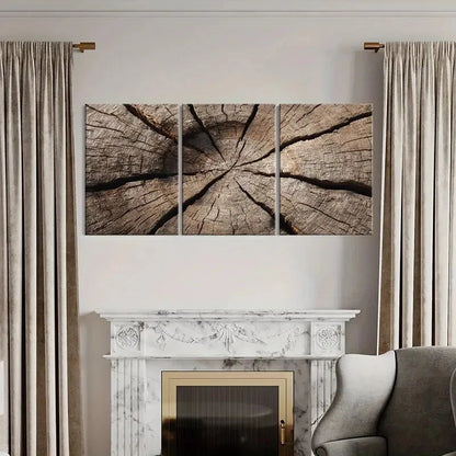 3pcs Wood Texture Natural Pattern Rustic Metal Print Ready to Hang Art
