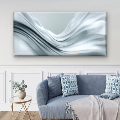 Abstract Flowing with Light Gra Wall Art Canvas Office Home Room Framed 120x60cm