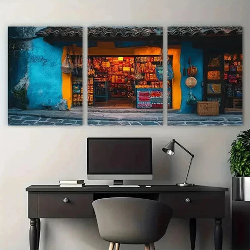 3pcs Guatemala Souvenir Shop Village  Wall Art Set Canvas Unframed - High Quality Print 100% Australian Made Wall Canvas