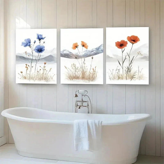3pcs Minimalist Floral Elegant Nature Perfect Wall Art Set Canvas Framed 60x90cm - High Quality Print 100% Australian Made Wall Canvas Ready to Hang