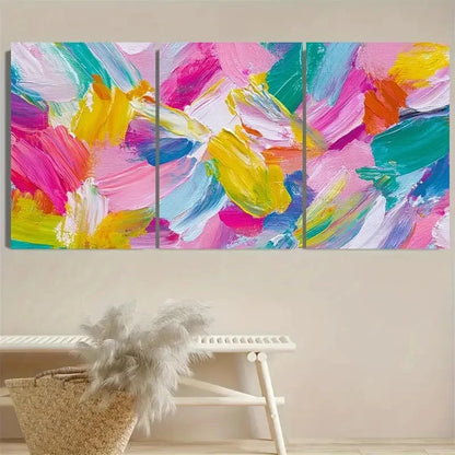 3pcs Brush Strokes On, Art, Preppy Dorm Wall Art Set Canvas Framed 50x70cm - High Quality Print 100% Australian Made Wall Canvas Ready to Hang - Bella Home Decor