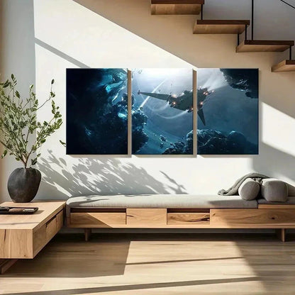 3pcs Space Fantasy Theme Modern Sci-Fi Universe Wall Art Set Canvas Framed 60x90cm - High Quality Print 100% Australian Made Wall Canvas Ready to Hang - Bella Home Decor