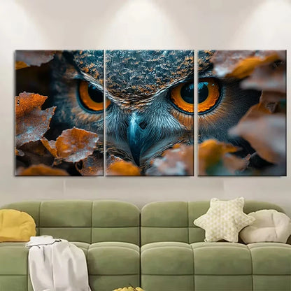 3pcs Woodland Owl Metal Print Ready to Hang Art
