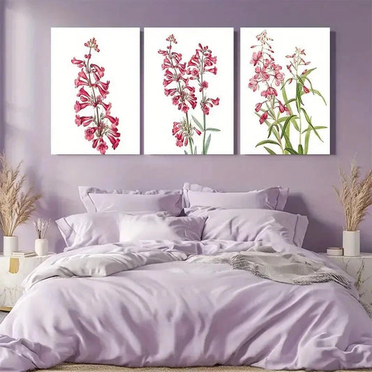 3pcs Pink Botanical Print Redouté Floral Art Metal Print Ready to Hang Art