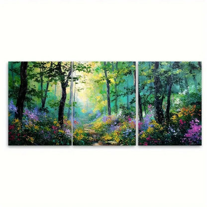3pcs Hand-Painted Forest Path Landscape Wall Art Set Canvas Framed 40x60cm - High Quality Print 100% Australian Made Wall Canvas Ready to Hang
