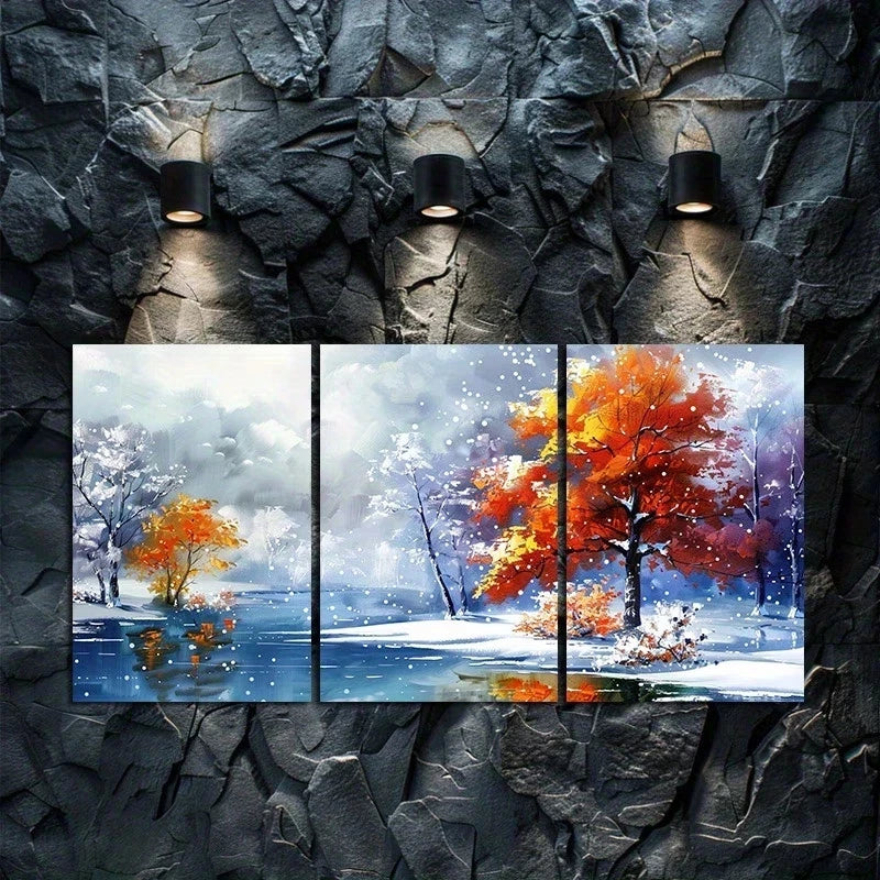 3pcs Vibrant Nature-Inspired Oil Paintings Metal Print Ready to Hang Art
