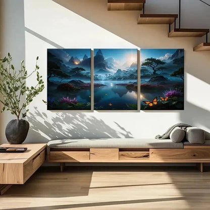 3pcs Landscape Art with Mountains Lakes Wall Art Set Canvas Framed 40x60cm - High Quality Print 100% Australian Made Wall Canvas Ready to Hang - Bella Home Decor