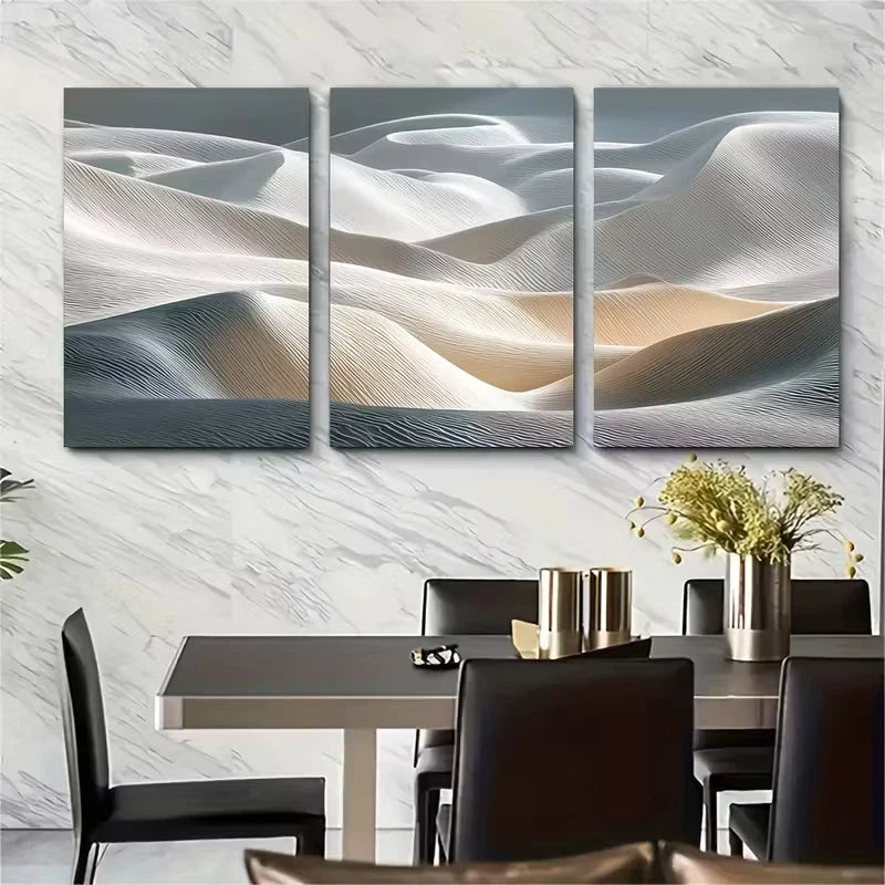 3pcs Beach Sand Dunes Prints Metal Print Ready to Hang Art - Bella Home Decor