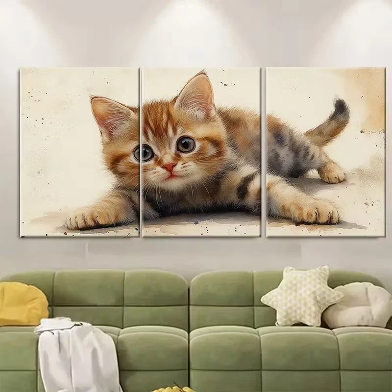 3pcs Watercolour British Shorthair Tabby Metal Print Ready to Hang Art