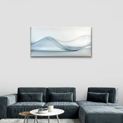Wave Abstract White Wall Art Canvas Office Home Room Framed 120x60cm
