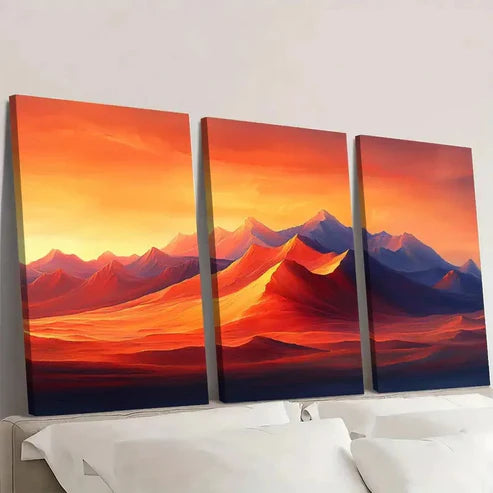 3pcs Rolling Sand Dunes at Sunset E Canvas Print Flower F Wall Art Set Canvas Unframed - High Quality Print 100% Australian Made Wall Canvas - Bella Home Decor
