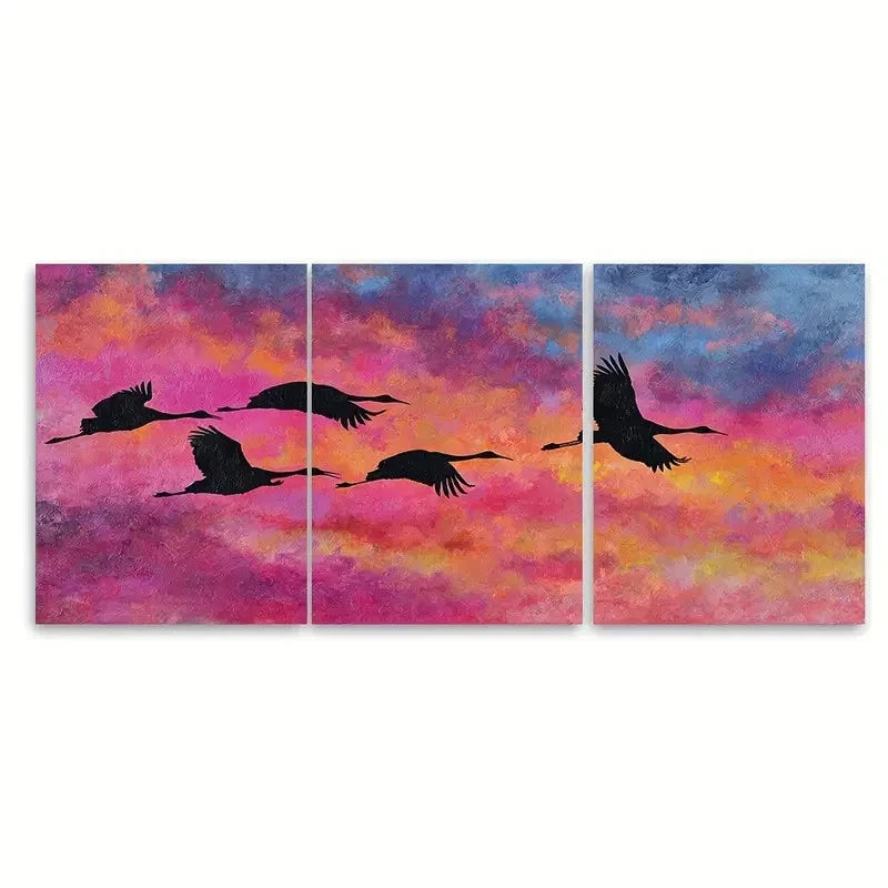 3pcs Colorful Sunset Bird Sky Art Prints DI  Wall Art Set Canvas Framed 40x60cm - High Quality Print 100% Australian Made Wall Canvas Ready to Hang - Bella Home Decor