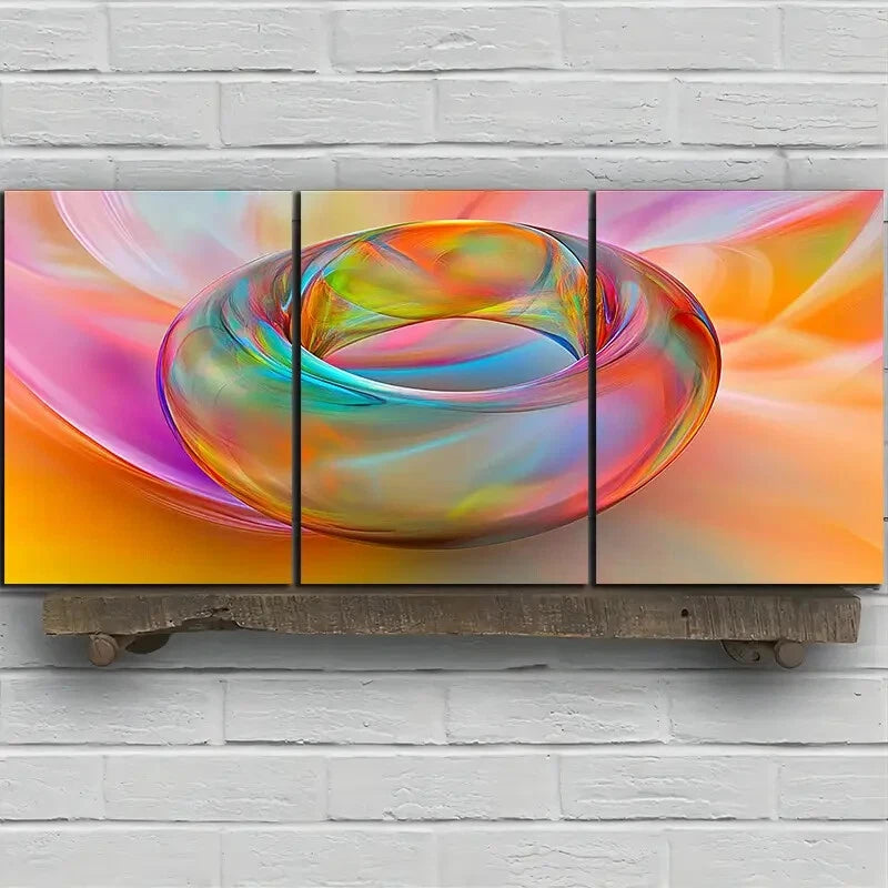 3pcs Beautiful Lines Colourful Fantasy Metal Print Ready to Hang Art - Bella Home Decor
