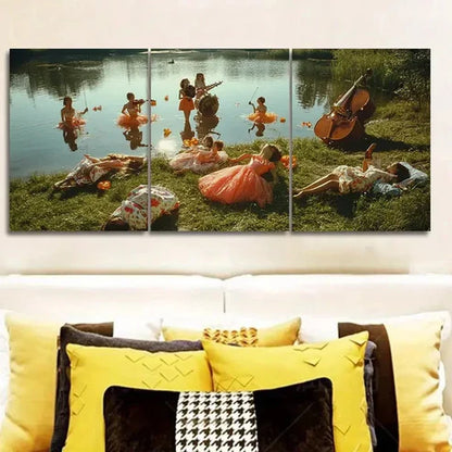 3pcs Concert by the Lake Wall Art Canvas Unframed - High Quality Print 100% Australian Made Wall Canvas - Bella Home Decor