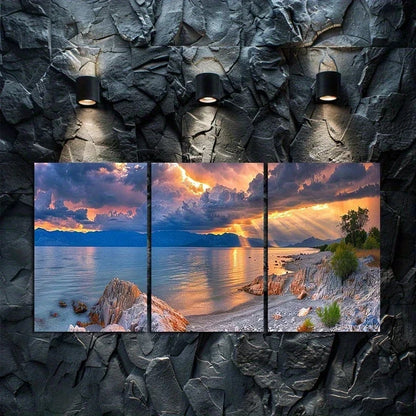 3pcs Dark Stormy Sky Over The Sea Metal Print Ready to Hang Art - Bella Home Decor