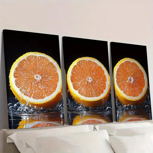 3pcs Original Art Venice City ORANGE Wall Art Set Canvas Framed 50x70cm - High Quality Print 100% Australian Made Wall Canvas Ready to Hang