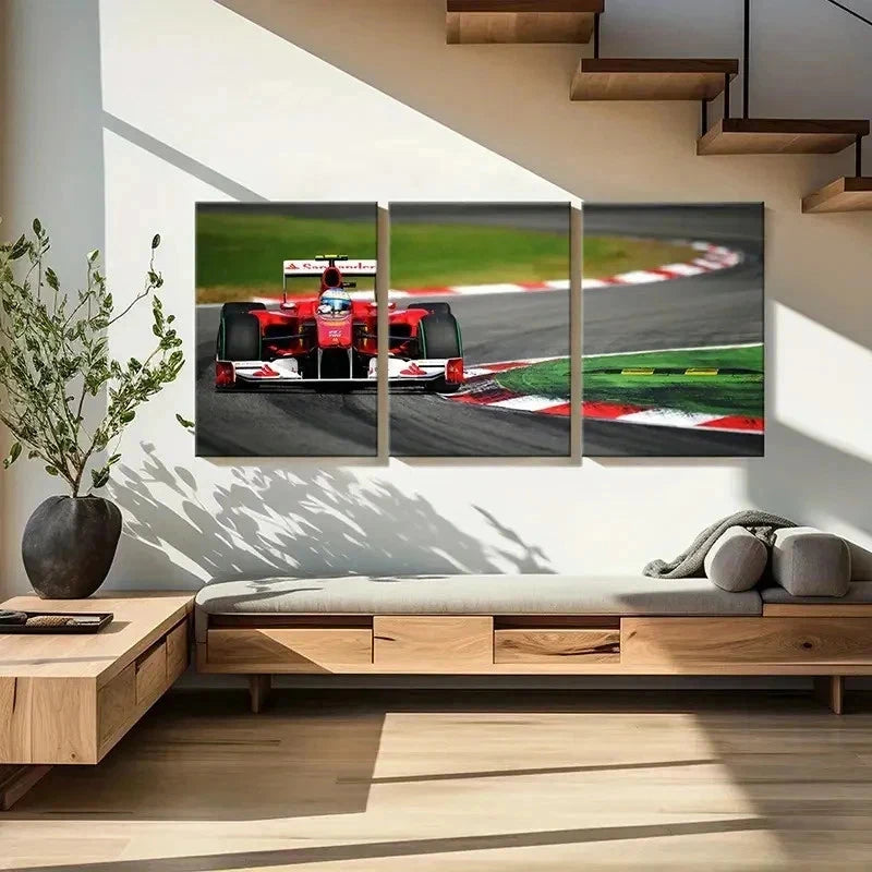 3pcs Formula 1 Racing Race Car Modern Wall Art Set Canvas Framed 50x70cm - High Quality Print 100% Australian Made Wall Canvas Ready to Hang - Bella Home Decor