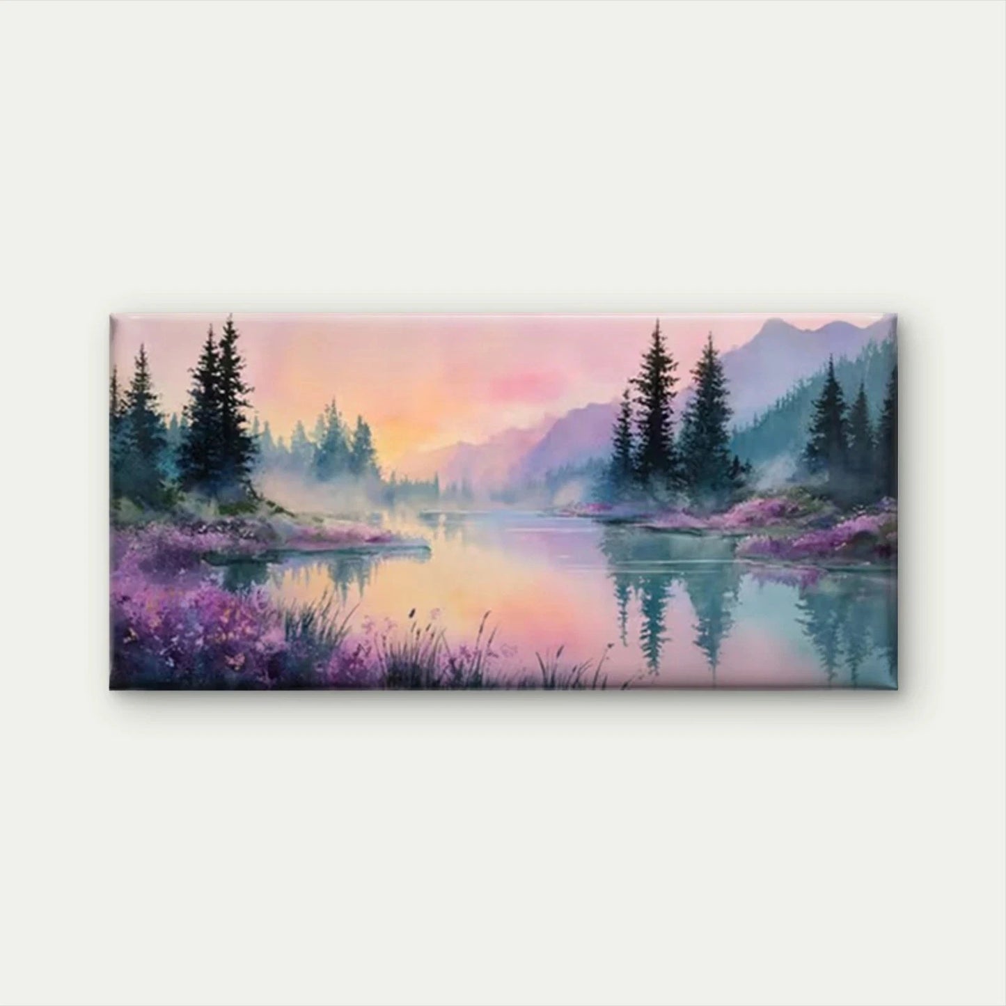 Pastel Serene Nature Scenery Wall Art Canvas Office Home Room Framed 120x60cm