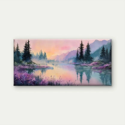 Pastel Serene Nature Scenery Wall Art Canvas Office Home Room Framed 120x60cm
