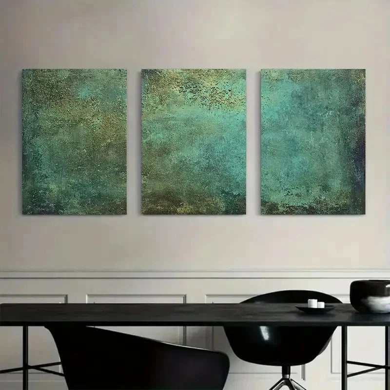 3pcs Dark Oil Painting of Flat Surface Metal Print Ready to Hang Art - Bella Home Decor