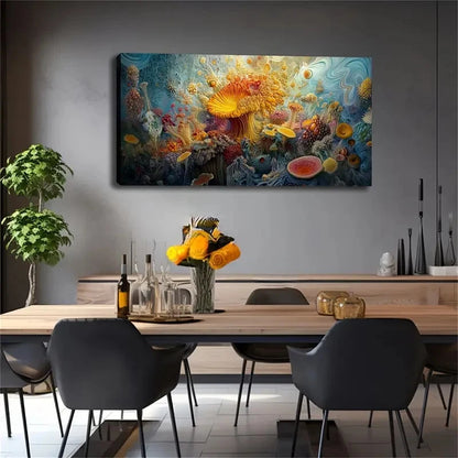 Abstract Exotic Flora Abstract Wall Art Canvas Office Home Room Framed 120x60cm