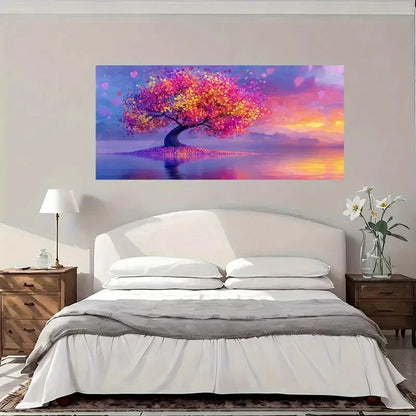 Colorful Heart Tree Sunset Wall Art Canvas Office Home Room Framed 120x60cm