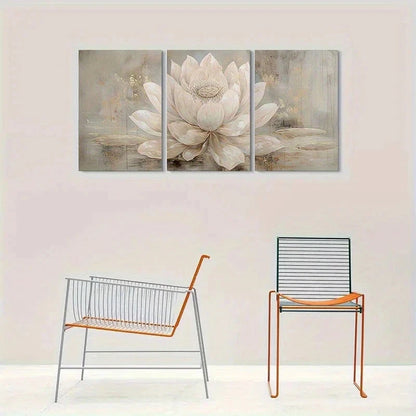 3pcs Abstract for Lotus Flower Modern Metal Print Ready to Hang Art - Bella Home Decor