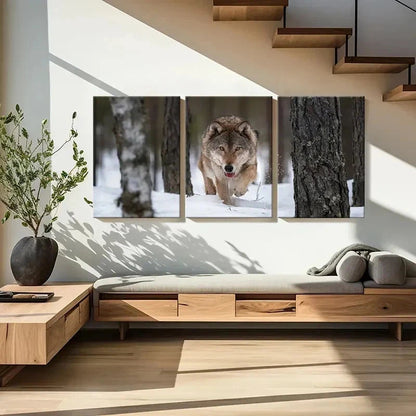 3pcs Snow Scene Animal Art Wolf Wall Art Set Canvas Framed 60x90cm - High Quality Print 100% Australian Made Wall Canvas Ready to Hang - Bella Home Decor