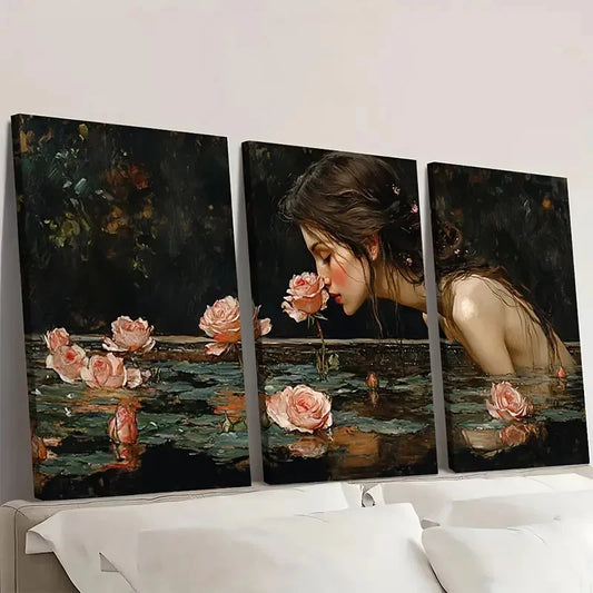 3pcs Soul Of The Rose Vintage Art G Wall Art Set Canvas Framed 40x60cm - High Quality Print 100% Australian Made Wall Canvas Ready to Hang
