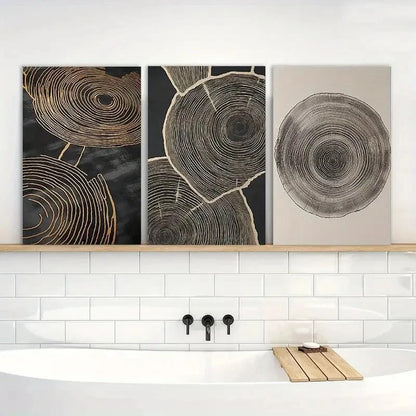 3pcs Tree Ring Nature-Inspired Decor Metal Print Ready to Hang Art - Bella Home Decor
