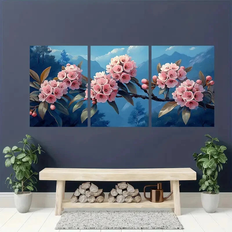 3pcs Mountain Laurel Flower Art Nature Art Metal Print Ready to Hang Art - Bella Home Decor