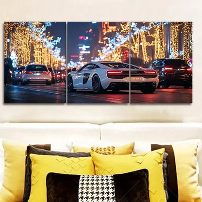 3pcs Sports Cars in the City Wall Art Set Wall Art Canvas Unframed – High Quality Print 100% Australian Made Wall Canvas