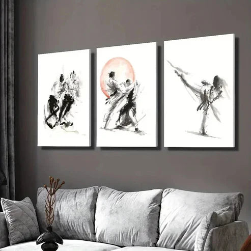 3pcs Martial Arts And Judo Competitions Wall Art Set Canvas Unframed - High Quality Print 100% Australian Made Wall Canvas