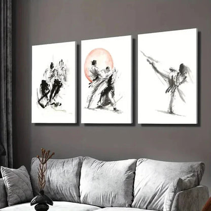 3pcs Martial Arts And Judo Competitions Wall Art Set Canvas Unframed - High Quality Print 100% Australian Made Wall Canvas