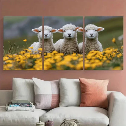 3pcs Swaledale Ewe Lambs Dales Meadow Wall Art Canvas Unframed – High Quality Print 100% Australian Made Wall Canvas