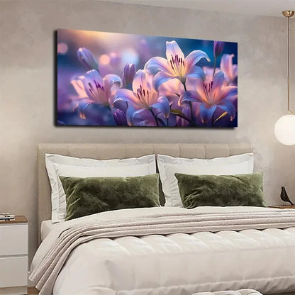 Vibrant Blooming Lilies Wall Art canvas office home room framed 120x60cm