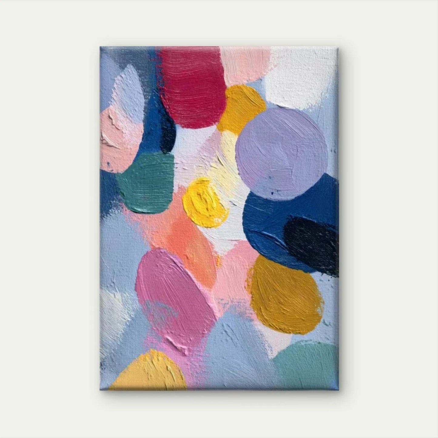 Vibrant Colorful Shapes on Light Blue Background Metal Print Ready to Hang