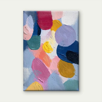 Vibrant Colorful Shapes on Light Blue Background Metal Print Ready to Hang