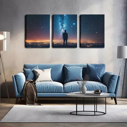 3pcs Man And for Galaxy Wall Art Set Canvas Framed 60x90cm - High Quality Print 100% Australian Made Wall Canvas Ready to Hang