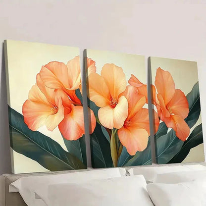 3pcs Canna Flower Print Canna PC Wall Art Set Canvas Unframed - High Quality Print 100% Australian Made Wall Canvas