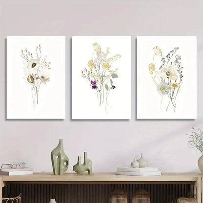3pcs Green modern floral botanical Metal Print Ready to Hang Art
