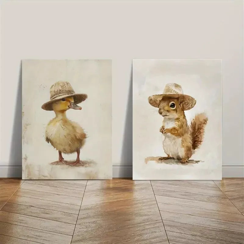 2pcs Decorative Painting, Animal Art Decor, Farmhouse Canvas Framed 50x75cm - High Quality Print 100% Australian Made Wall Canvas Ready to Hang - Bella Home Decor