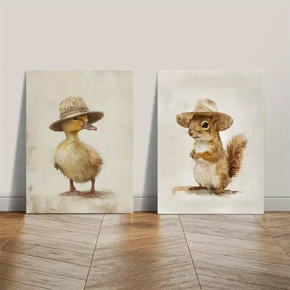 2pcs Decorative Painting, Animal Art Decor, Farmhouse Canvas Framed 50x75cm - High Quality Print 100% Australian Made Wall Canvas Ready to Hang - Bella Home Decor