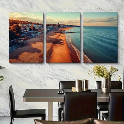 3pcs Vintage Style Seaside Scenery E Perfect Wall Art Set Canvas Framed 50x70cm - High Quality Print 100% Australian Made Wall Canvas Ready to Hang