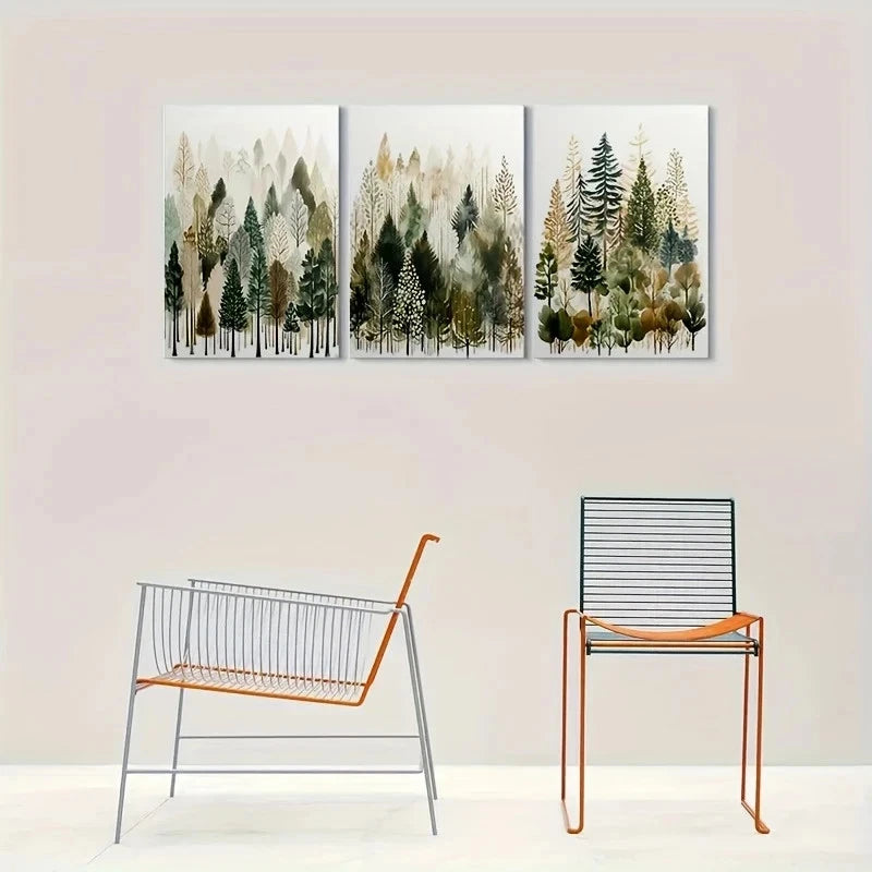 3pcs Abstract Forest Nature Scenery Metal Print Ready to Hang Art - Bella Home Decor