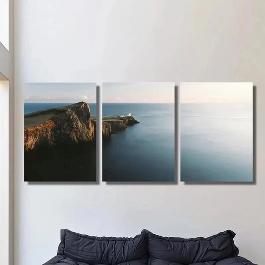 3pcs Cape Nistor lighthouse painting Metal Print Ready to Hang Art